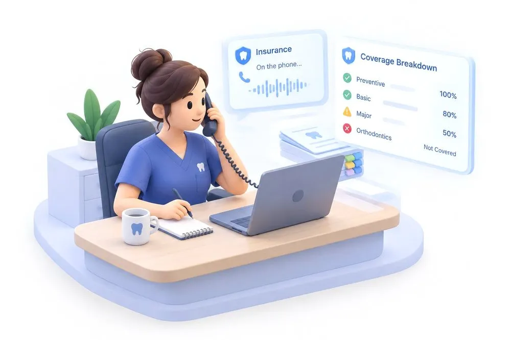 Illustration of an agent calling an insurer for a coverage breakdown